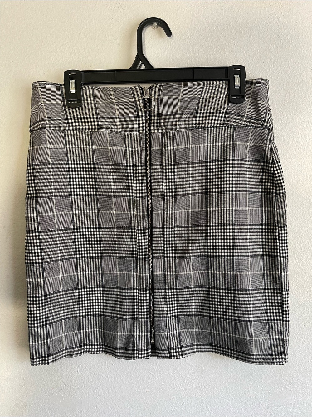 INC International Concepts Gray Plaid Zip-Front Mini Skirt